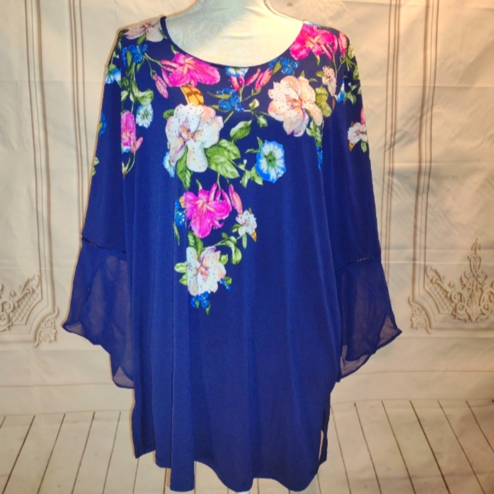 JM Collection size 1x blue blouse